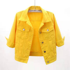 Full Size Cropped Denim Jacket Plus Size