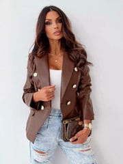 Lapel Collar Leather Blazer