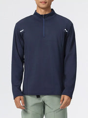 Men's Plus Size Half-Zip Long Sleeve Top