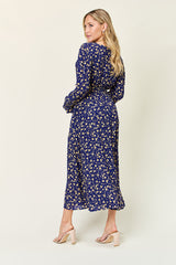 Double Take Full Size Flounce Sleeve Tie Back Dress