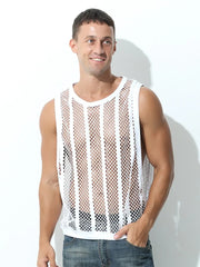 Men's Openwork Round Neck Tank