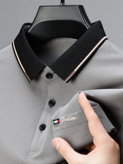 Men's Plus Size Contrast Collar Short Sleeve Polo