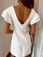 Ruffled Layered Short Sleeve Mini Dress
