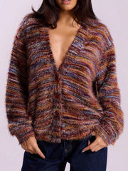 Chunky Knit V-Neck Button-Up Cardigan