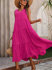 Tiered V-Neck Sleeveless Dress