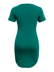 Elegant Round Neck Short Sleeve Mini Tee Dress