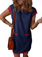 Classic Cap Sleeve Round Neck Mini Dress
