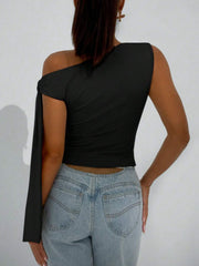 One-Shoulder Tie Detail Top