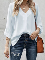 Elegant V-Neck Long Sleeve Blouse