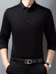 Men's Plus Size Long Sleeve Classic Fit Polo