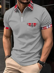 Men's Plus Size Zip Neck Short Sleeve Polo Shirt �Full Size Casual Fit