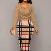 Plus Size Plaid Long Sleeve Mini Dress