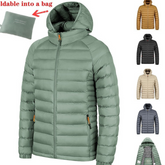 Winter Lightweight Hooded Coat With Pockets Fashion Warm Portable Zipper Jacket For Men Clothing Solid Color Outerwear Tops