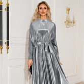Tie Waist Long Sleeve Midi Dress