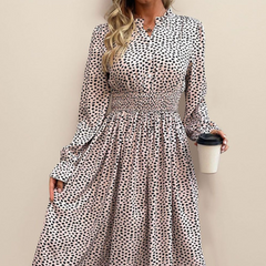 Perfee Ruched Ruffled Leopard Long Sleeve Dress