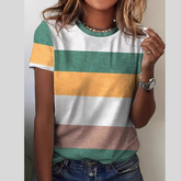 Plus Size Striped Casual Round Neck T-Shirt