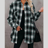 Full Size Plaid Button-Up Long Sleeve Shirt Plus Size