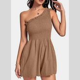 Smocked Single Shoulder Romper