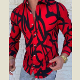 Men's Plus Size Fashion Print Long Sleeve Shirt