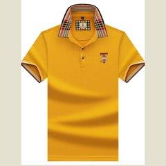 Men's Plus Size Plaid Collar Embroidered Polo