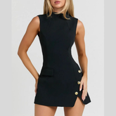 Mock Neck Sleeveless Mini Dress