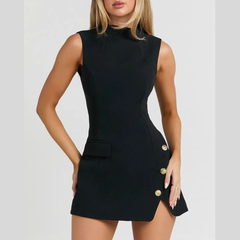 Mock Neck Sleeveless Mini Dress