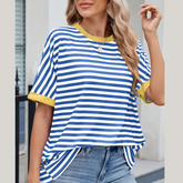 Striped Round Neck Half Sleeve T-Shirt