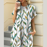Printed Round Neck Short Sleeve Mini Dress