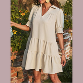 Johnny Collar Short Sleeve Mini Dress