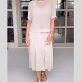 Full Size Openwork Knit Cover Up and Dress Set Plus Size