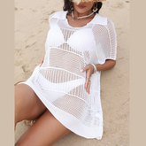 Hollow Out Collared Neck Cover-Up