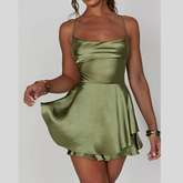 Backless Layered Ruffled Cami Dress