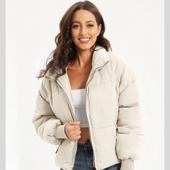 Zip Up Turtleneck Long Sleeve Puffer Jacket