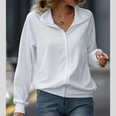 Zip Up Collared Neck Raglan Sleeve Jacket