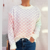 Rainbow Gradient Round Neck Sweater