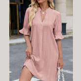 Eyelet Flounce Sleeve Mini Dress