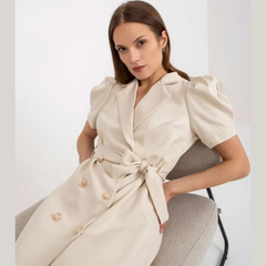 Tie Waist Short Sleeve Blazer Dress