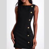 Button Decor Sleeveless Mini Dress