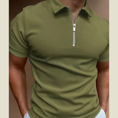 Short Sleeve Polo Shirt with Zipper �Plus Size