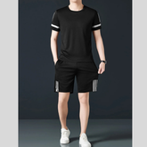 Men's Plus Size Round Neck Short Sleeve Top and Shorts Set