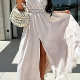Surplice Sleeveless Slit Maxi Dress