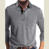 Men's Full Size Long Sleeve Pocket Polo Shirt Plus Size