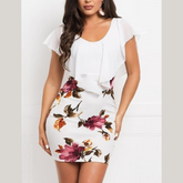 Printed Ruffled Cap Sleeve Mini Dress