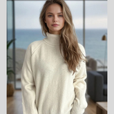 Ribbed Turtleneck Raglan Sleeve Sweater