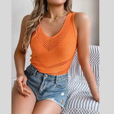 Eyelet V-Neck Tank