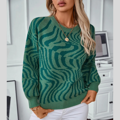Round Neck Patterned Sweater for Women