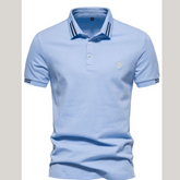 Men's Embroidered Striped Short Sleeve Polo