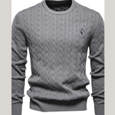 Men's Cable-Knit Round Neck Long Sleeve Sweater