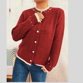 Pearl Embellished Button-Front Cardigan