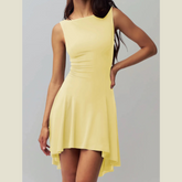 High-Low Round Neck Sleeveless Dress